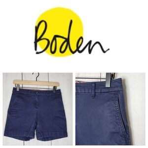 Boden Women Navy Blue Cotton Stretch Chino Shorts Size‎ US 4 UK 8